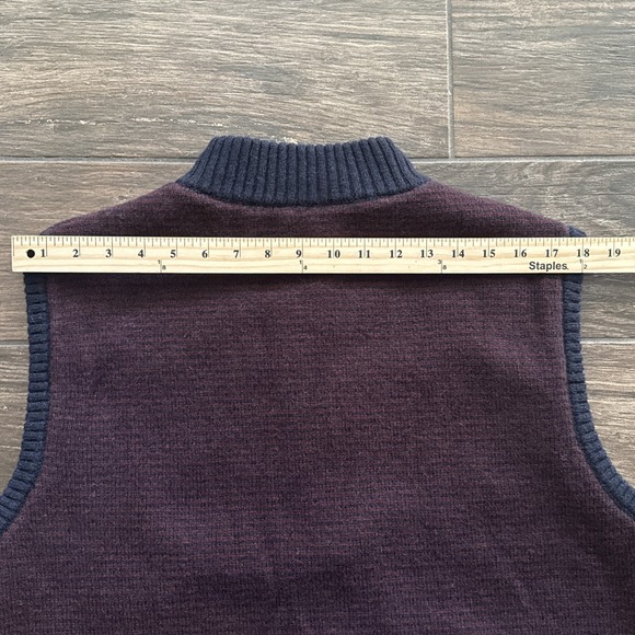 Pendleton Men's Large Shetland Wool Zip Vest Fleece Lined Burgundy Navy - Picture 7 of 9